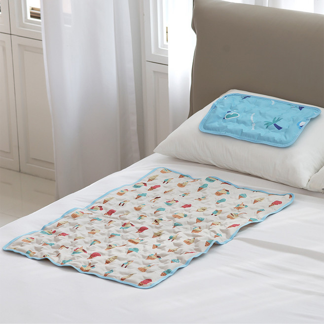 한일라이프 양면 쿨매트 + 쿨베개 세트, 아이스크림, 쿨매트+쿨베개 세트