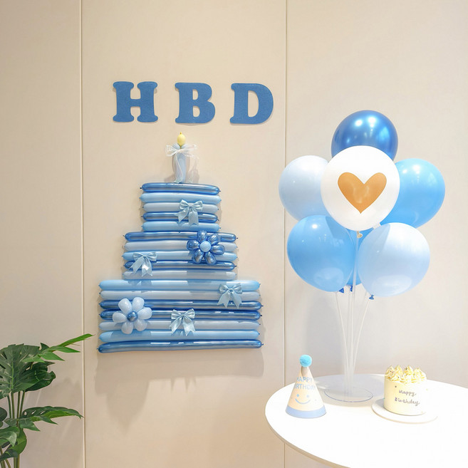 피앤비유니티 HBD DIY 요술풍선 케이크 풀 세트, 07 블루, 1세트