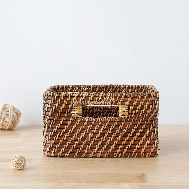 마켓비 SILON 수제 수납함 손잡이형 C타입, 다크브라운, 1개