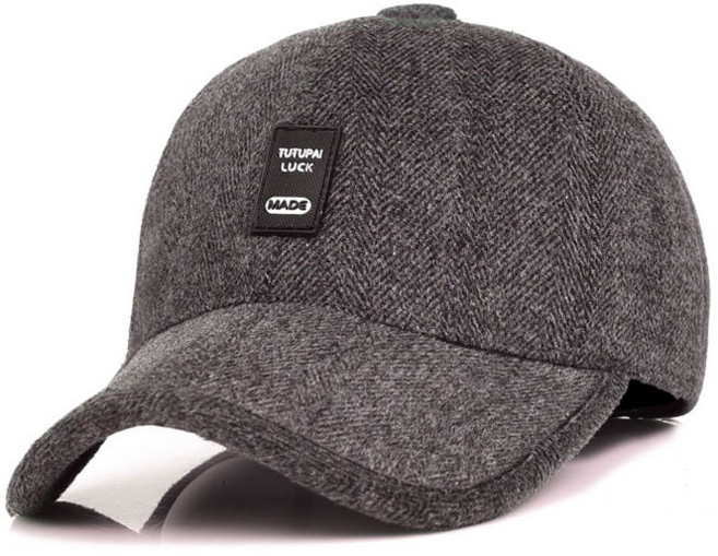 엔젤야옹 귀달이 방한용 골프모자, 빗살무늬 브라운