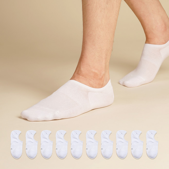 삭피엔스 데오프리 남성용 벗겨지지 않는 발등 덮는 페이크삭스 발냄새 소취 10켤레 세트