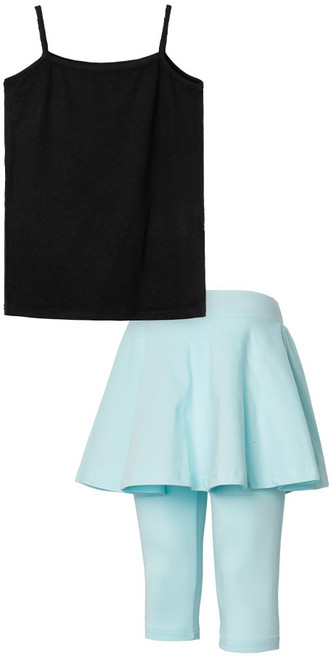 유라비 냉감 통기성 끈나시 7부 플레어 치렝스 세트