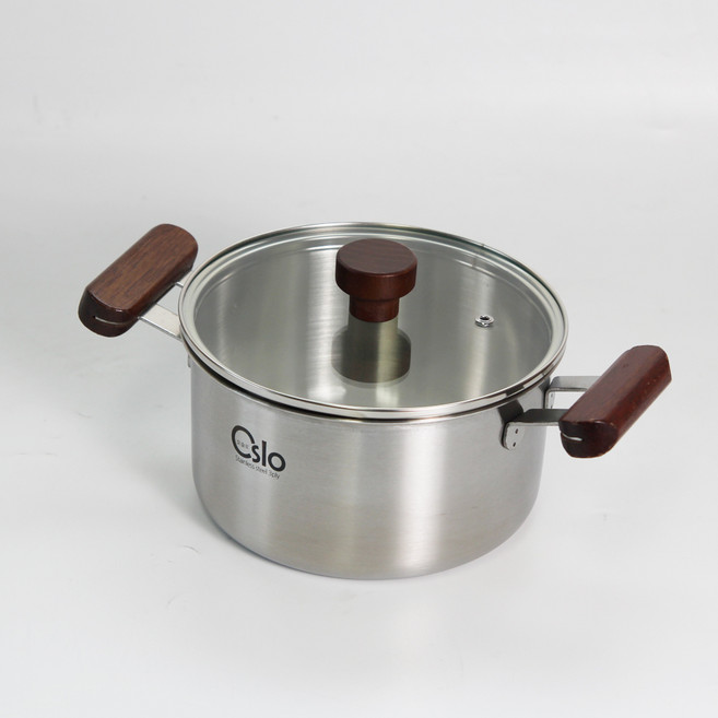 리빙글로리 인덕션 오슬로 통3중 STS304 유리뚜껑 + 양수 냄비 세트, 혼합색상, 1세트, 18cm