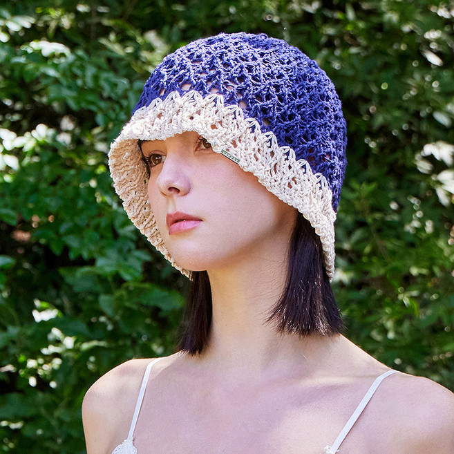 바잘 메탈팁 크로셰 투톤 버킷햇