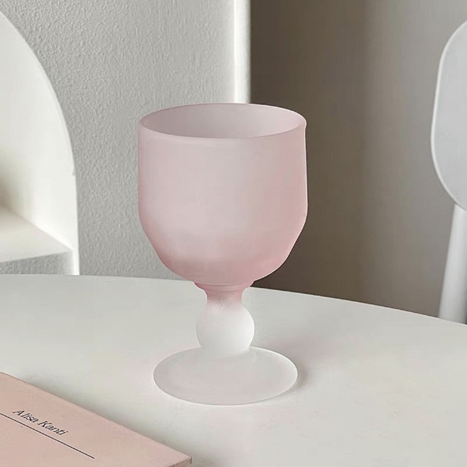 프렌치마르스 스윗 무광핑크 홈카페 유리 고블렛잔 MMM3042, A타입, 1개