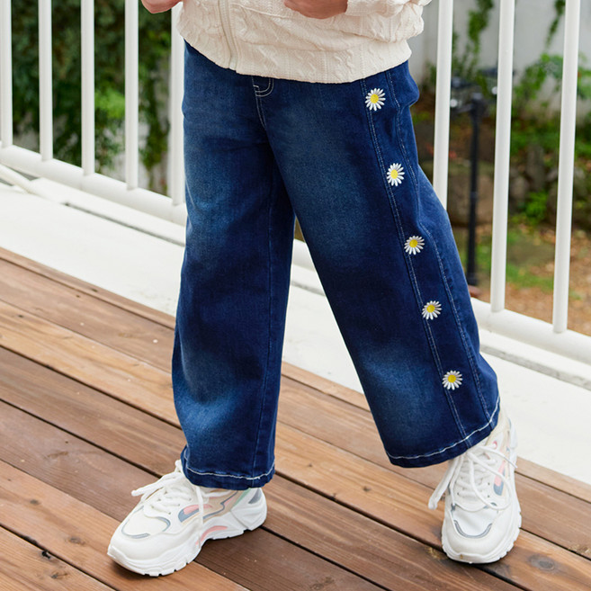 베베쥬 데님 앤 플라워 팬츠