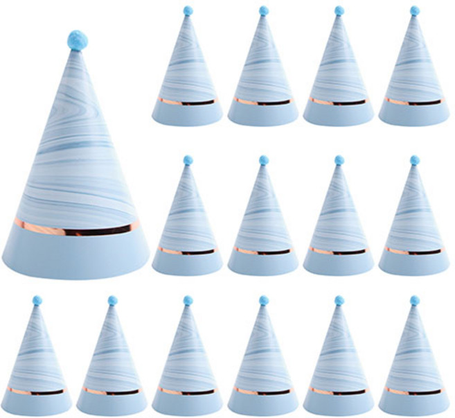 파티해 감성파티 고깔모자, 15개, 마블블루