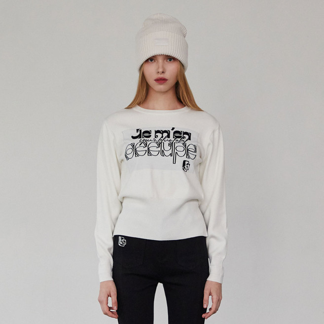 에고이스트 여성용 백슬릿 레터링 풀오버 니트 ER3BO805