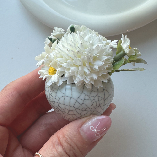 49데이즈 미니 도자기화분, 1개, 원형 화이트