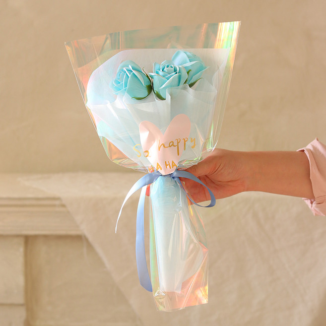 센트바스켓 쏘해피 오로라 비누꽃 꽃다발, 스카이, 1개