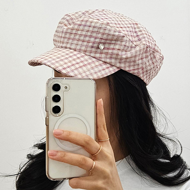 제이제이나인 리틀 체크 봄 여름 마도로스 헌팅캡 모자 YWS028