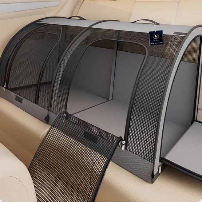 딩동펫 반려동물 통풍 메쉬 접이식 풀 카시트, 그레이, 1개