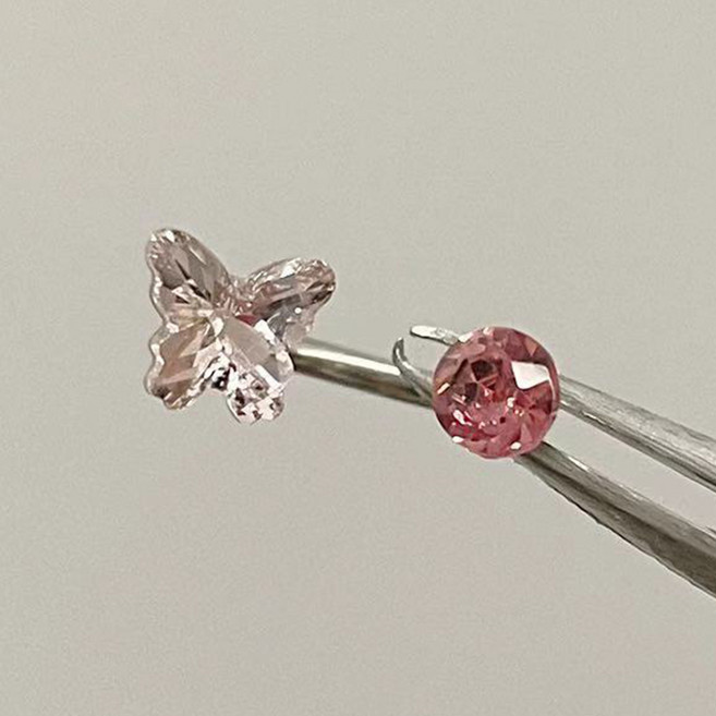 젤루나 여성용 써지컬 나비 라운드 큐빅 C자 커브형 피어싱 P-514