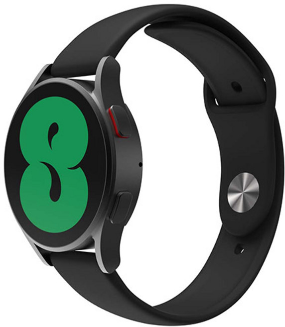 신지모루 갤럭시워치 호환 실리콘 밴드 스트랩, 블랙, 1개