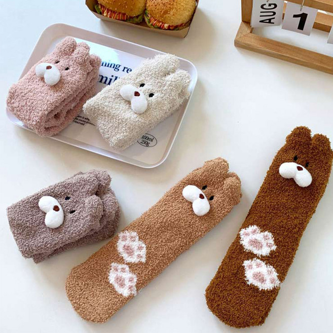 워더미 여성용 보온 큐티 아쿠아 캐릭터 임산부 산모 방한 수면 양말 5종 세트 W671