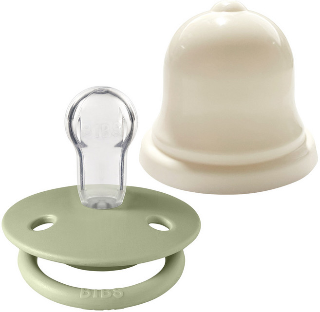 BIBS 디럭스 실리콘 공갈젖꼭지 + 실리벨 케이스, 신생아~36개월, 29 세이지, 1세트