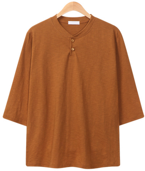 레이먼 남성용 지텐 헨리넥 슬라브 7부 티셔츠