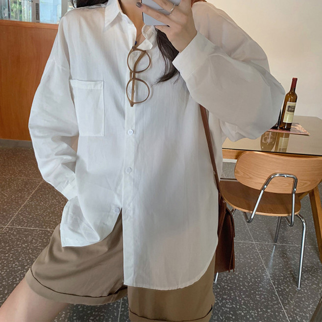 Andaromi 女款秋季寬鬆版型修飾身形大尺碼襯衫