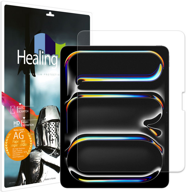 Healing Shield 紙紋強化玻璃平板螢幕保護貼, 透明色, 1個