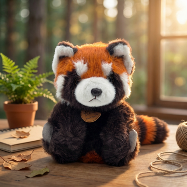 kumhong 小熊貓玩偶 坐姿小熊貓, 橘色 + 棕色, 1個, 260mm