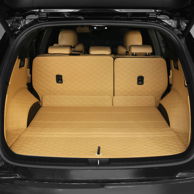 디테일링 우븐블럭 프리미엄 풀커버 트렁크매트 + 킥매트 + 가죽보호제 세트, 새들브라운 + 아이보리, 셀토스(SP2) BOS사운드 유