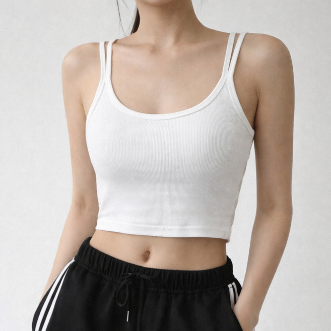 라라온 여성용 크롭 캡내장 끈나시 투스트랩 슬리브리스 26TSP3811