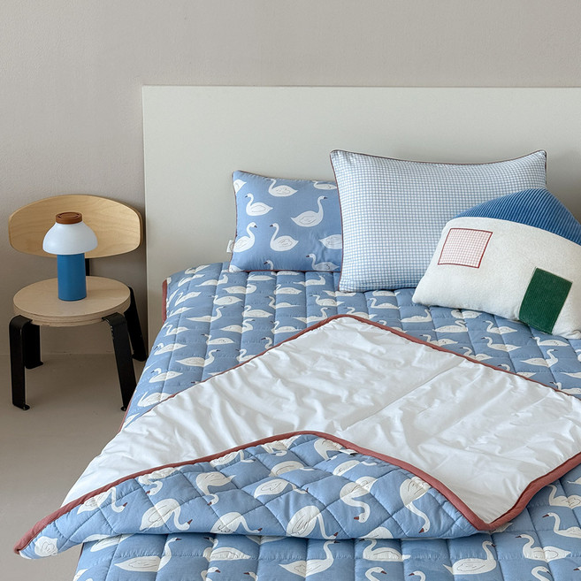 프랑브아즈 유아용 슈니 순면 고정밴딩 누빔 방수패드, 블루, 1개