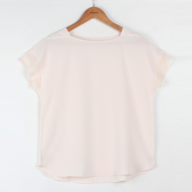 빼빼 여성용 입술넥 프렌치 소매단 반팔 블라우스