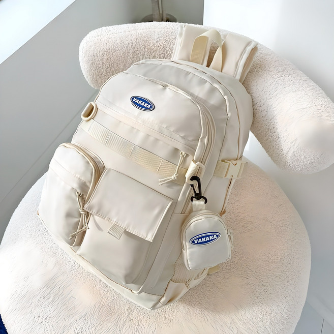 VAKAKA H872 學生休閒後背包, 象牙白