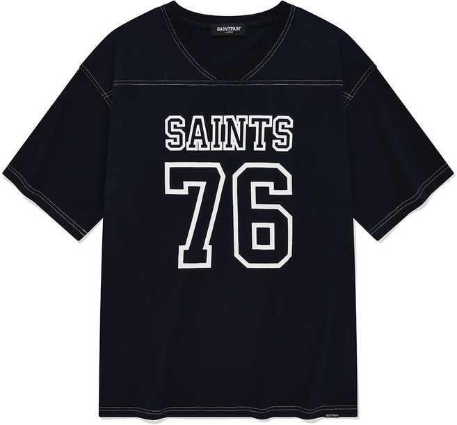 세인트페인 통기성 아웃라인 스티치 브이넥 티셔츠