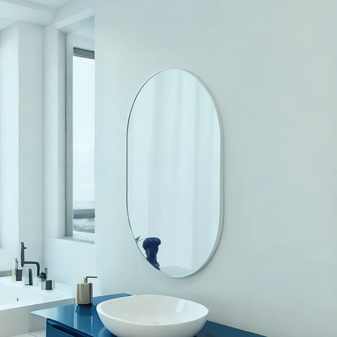 우드리퍼블릭 그로시 욕실 화장대 거실 양타원 벽거울 대형, 02 그로시 실버