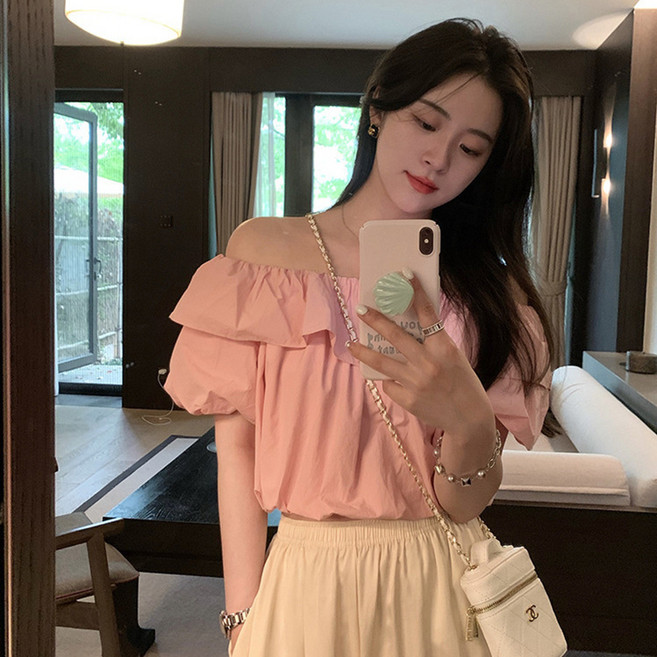 피어니스트 템페라먼트 오프숄더 러플 블라우스