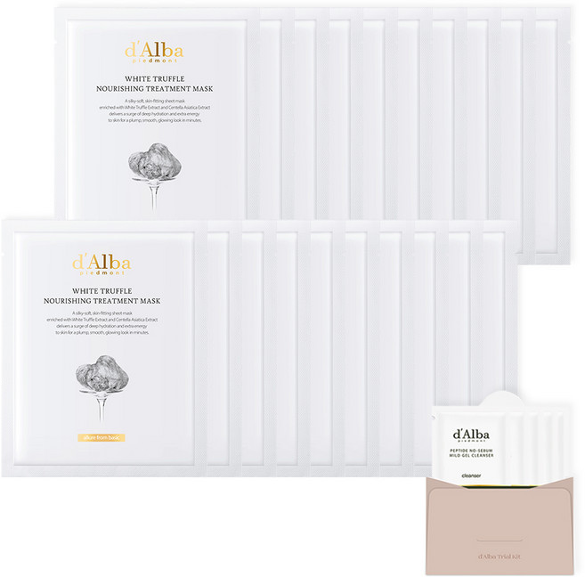 달바 화이트 트러플 너리싱 트리트먼트 마스크팩 20p + 약산성 젤 클렌저 3ml x 5p 세트, 1개