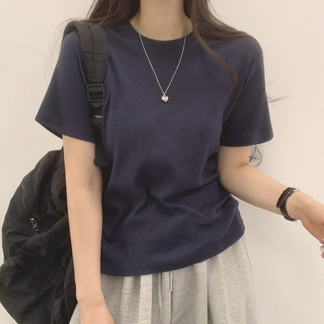 위드후이린 여성용 버블 라운드 반팔 티셔츠