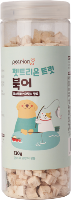 펫트리온 반려동물 트릿 유산균함유 동결건조 간식, 북어, 120g, 1개
