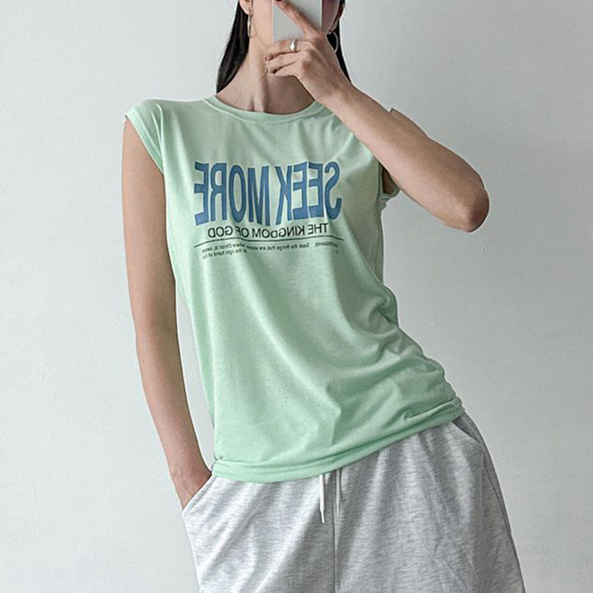 바이로쏘 여성용 스판 레터링 데일리 기본템 홈웨어 민소매 나시티 BRS229