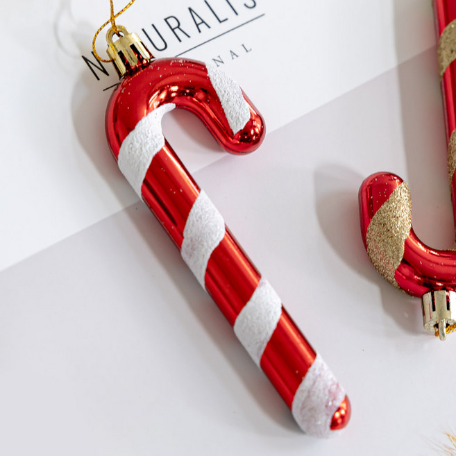 플라워트리 장식 소품 지팡이, 화이트레드, 2개