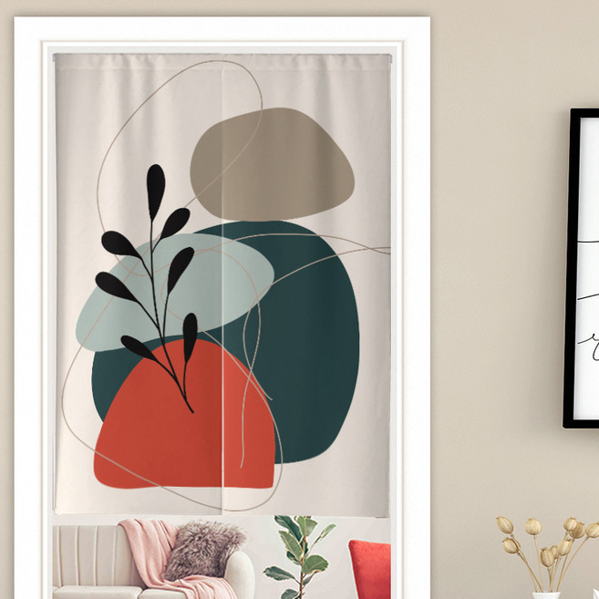 루비코코 북유럽 일러스트 가리개 봉집형 커튼