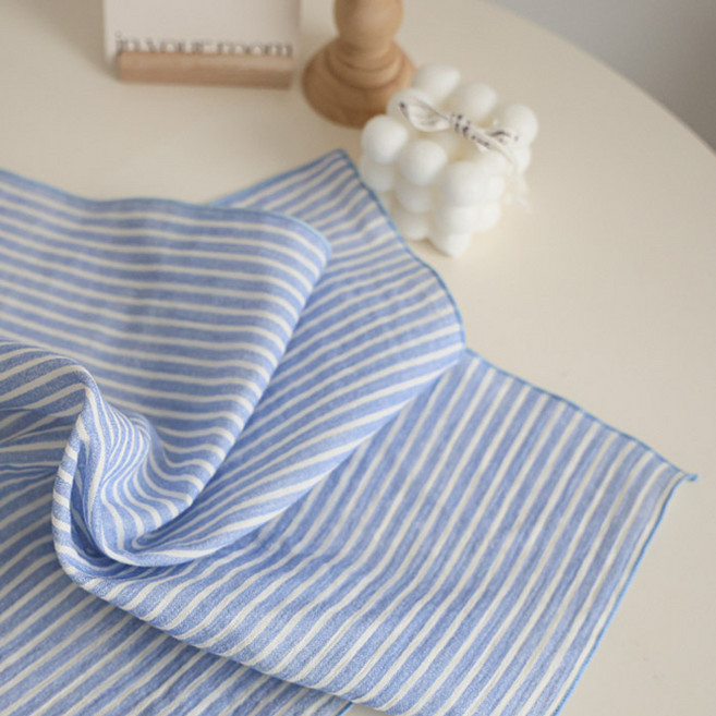 메종텍스타일 여성용 면100 이중거즈 보카 스트라이프 손수건 + 선물포장 세트