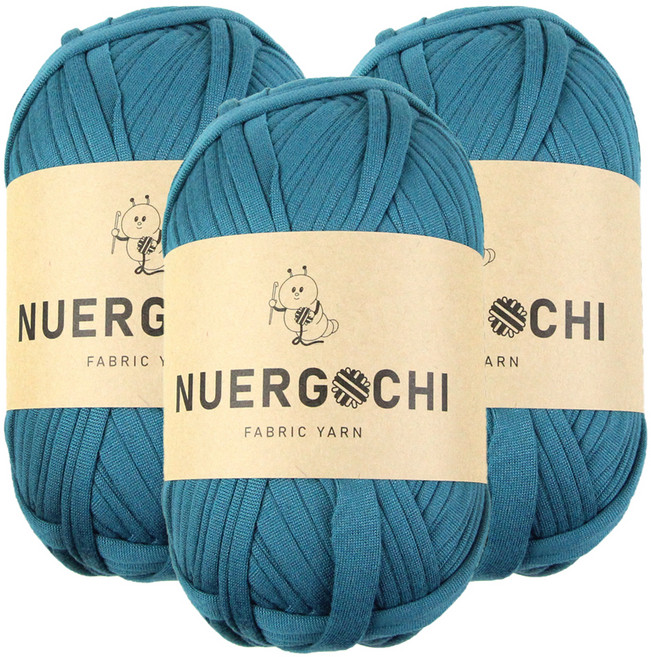 JSTrading 누에르고치 패브릭 얀 뜨개실 100g, 19 블루 그린, 3개