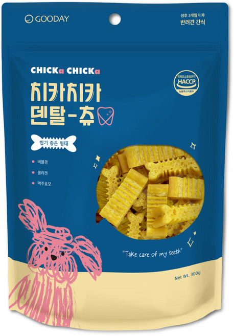 굿데이 강아지 치카치카 덴탈츄 간식, 치석제거, 300g, 1개