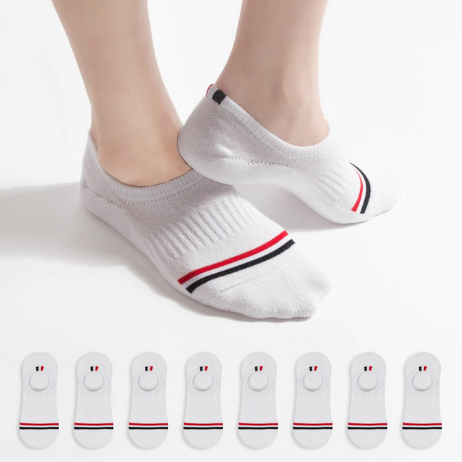 시너싹스 여성용 안벗겨지고 폭신한 앞링글 포인트 파일 쿠션 덧신 8켤레 세트