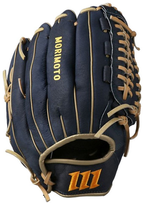 Morimoto Edge 全方位棒球手套 右投用 MTG-02, 海軍藍 駝色, 1個