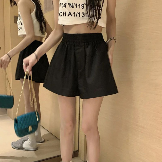 언헤브 여성용 슬림 밴딩 와이드 반바지