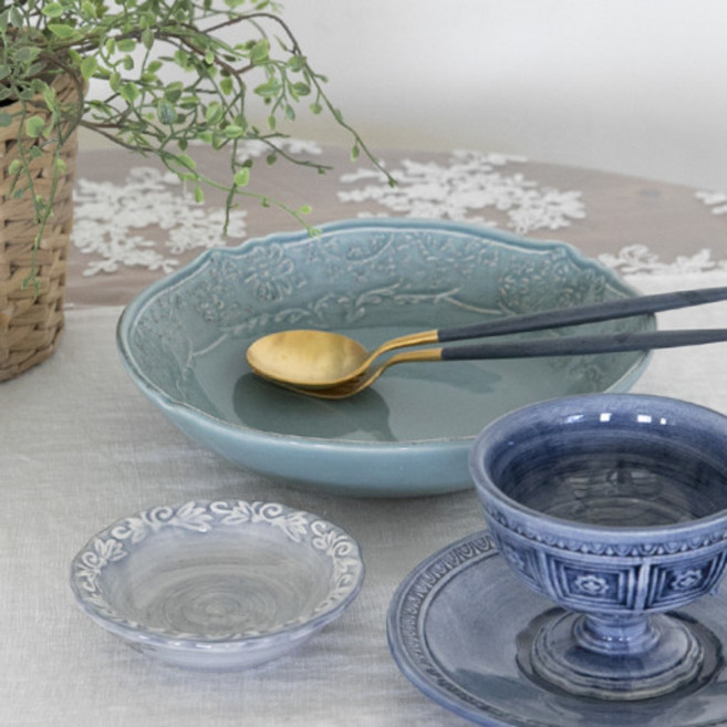 FINDS lifestyle TIERRA Juliette義大利麵盤 21.5cm, 藍色, 1個