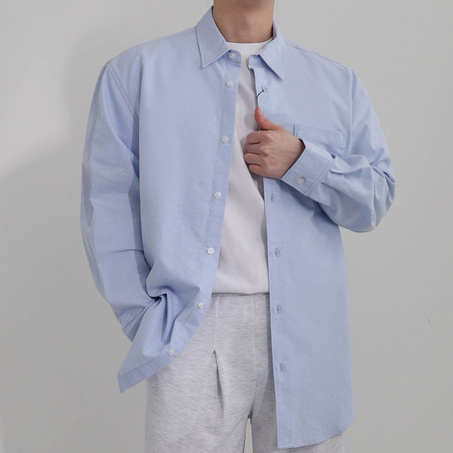 男性 Dispero 高級寬鬆版型牛津口袋挺版襯衫