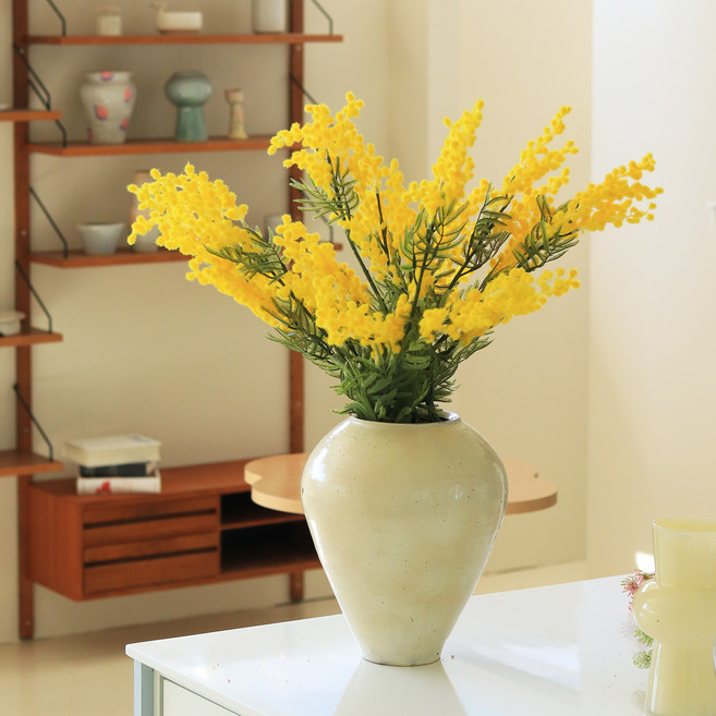 센트바스켓 조화 코지 미모사 실크플라워, 옐로우, 1개