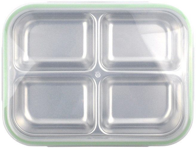 스텐 4칸 콤보 식판도시락, 혼합색상, 식판 + 뚜껑