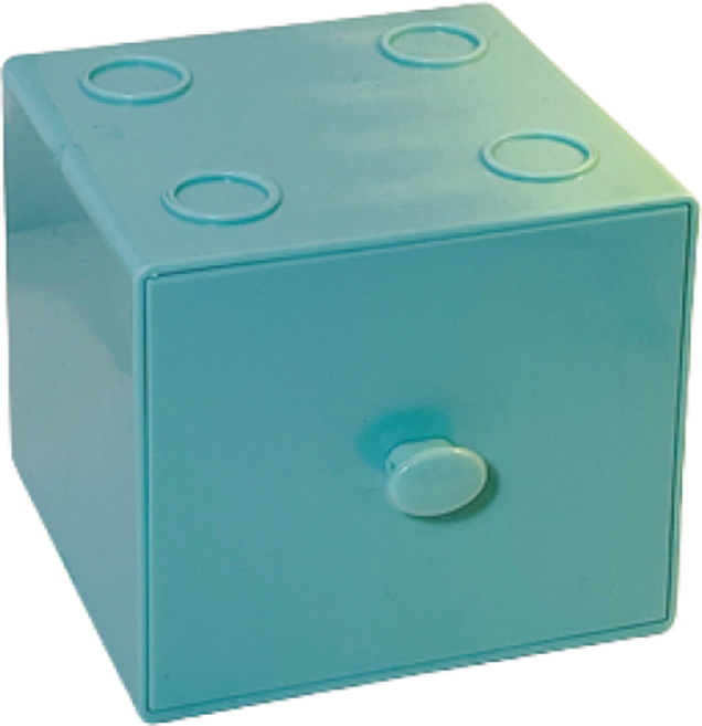 원미닛 탁상용 마카롱 컬러 블록 미니 서랍장, 블루그린, 1단