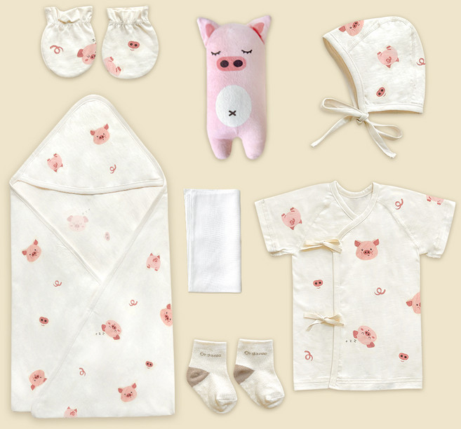 ikii 오가닉 신생아 7종 배냇저고리 출산 세트 반소매